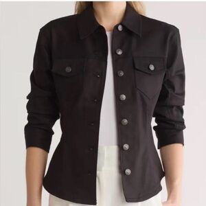 Cinq a Sept Canyon scrunched sleeve blazer in black denim Sz 8